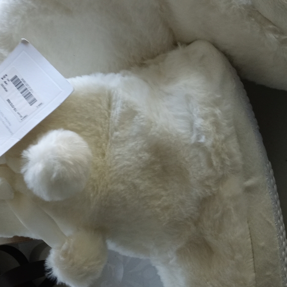 New White plush Slip on booties - Picture 3 of 3